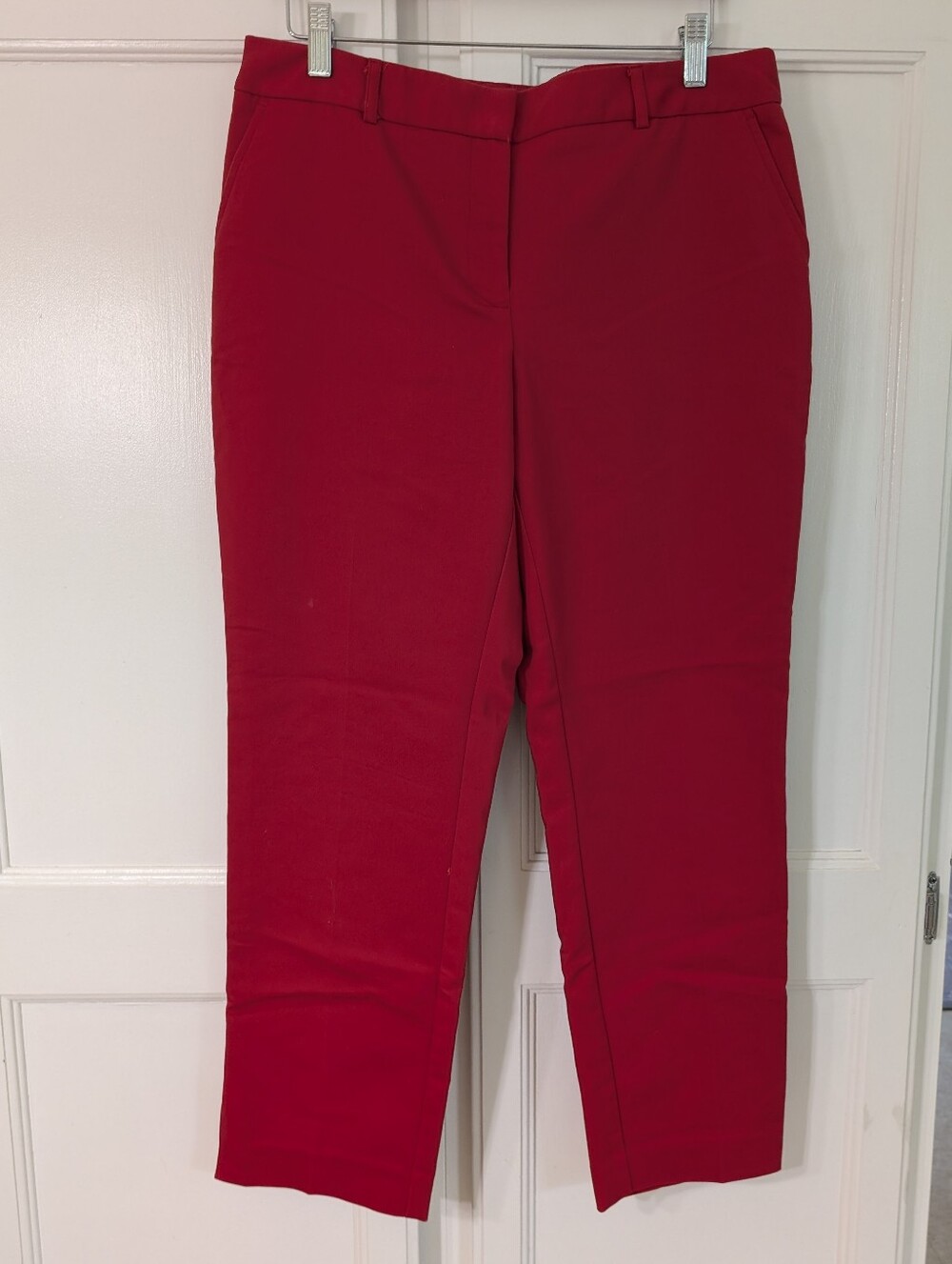 JNY Cotton‎ Blend Red Cropped Tailored Stretch Pants